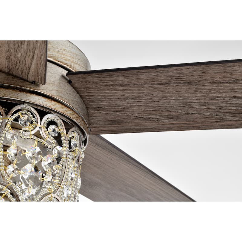 Jaxen 52 Inch Antique Bronze Crystal Ceiling Fan 2 Light with Remote