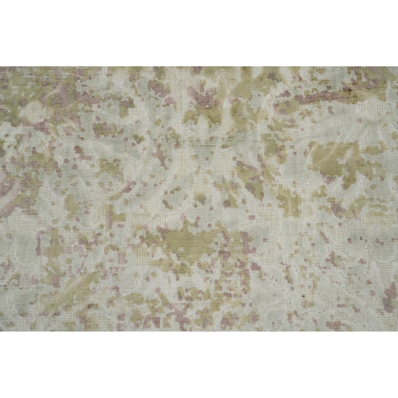 Hand Knotted Oriental Viscose Silk Carpet Modern Floral Multi-Colored Abstract Area Rug - 8' 1'' X 5' 7''