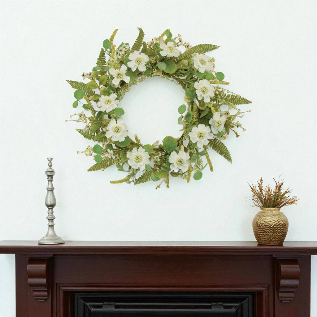 HomeRoots 22" White And Green Mixed Assortment Artificial Wreath