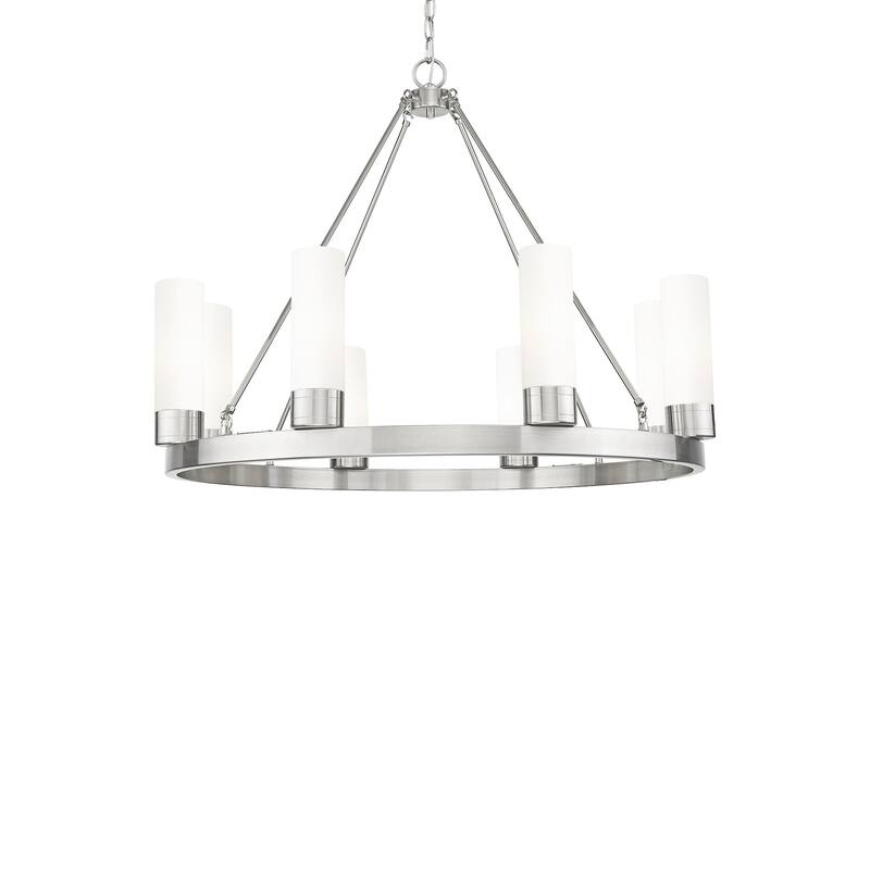 Innovations Lighting 617-8CR-28-36-8 Boreas Chandelier Boreas 8 Light - Satin Nickel / White