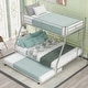 preview thumbnail 3 of 10, Industrial Modern Twin over Full Bed with Sturdy Steel Frame, Twin Trundle, Two-Side Ladders and Full-length Guardrails, White