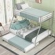 preview thumbnail 22 of 31, Twin over Full Bunk Bed with Two-Side Ladders, Full-Length Guardrail, Metal Bed Frame w/Twin Size Trundle, No Box Spring Needed Silver