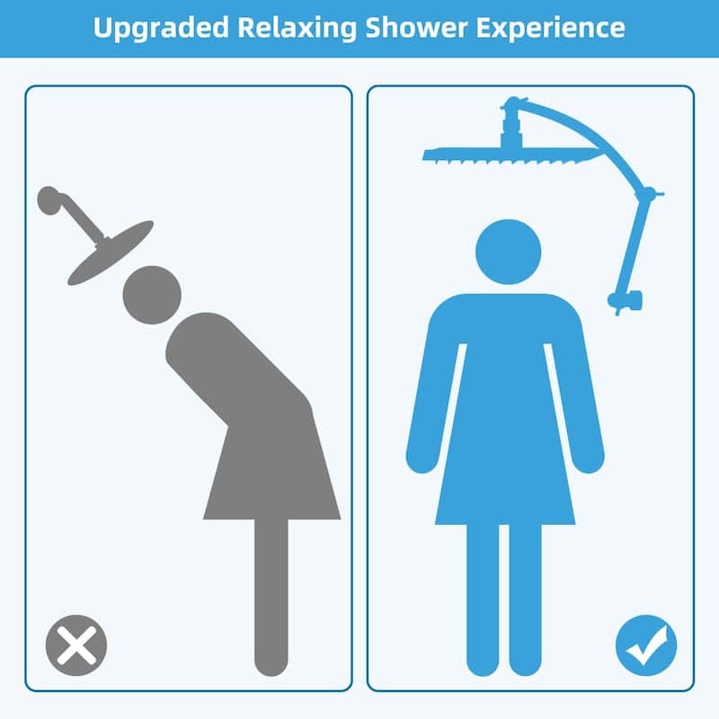 16" Solid metal Adjustable Shower Head Extension Arm with Lock Joint