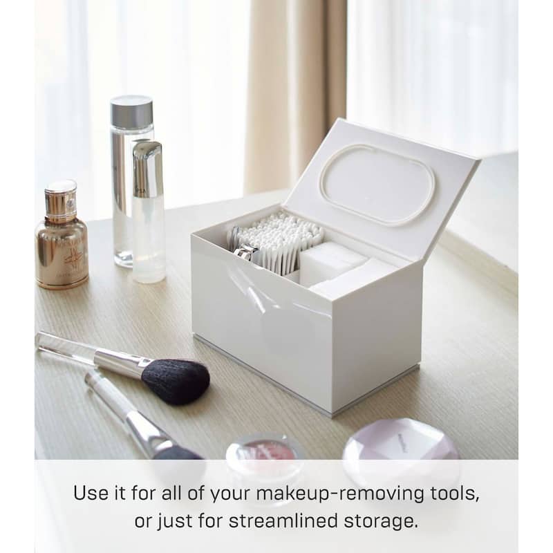 Yamazaki Home Skincare Organizer, ABS Plastic, Holds 2.2 lbs, Lid - L 3.94 x W 6.3 x H 3.54 inches