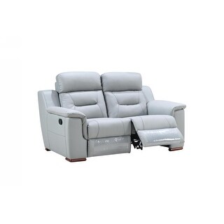 HomeRoots 67" Gray and Brown Faux Leather Manual Reclining Love Seat - 67'' X 41'' X 41''