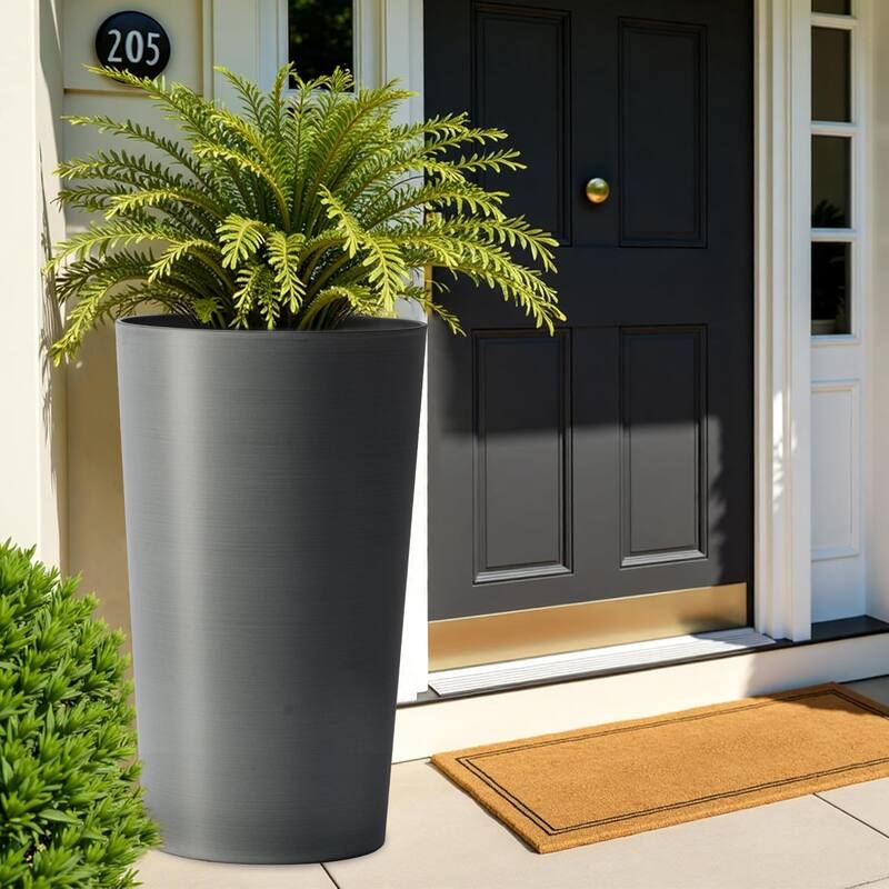 2 Pack Tall 21.7 in Planters for Outdoor Plants Modern Tall Square Planter Box