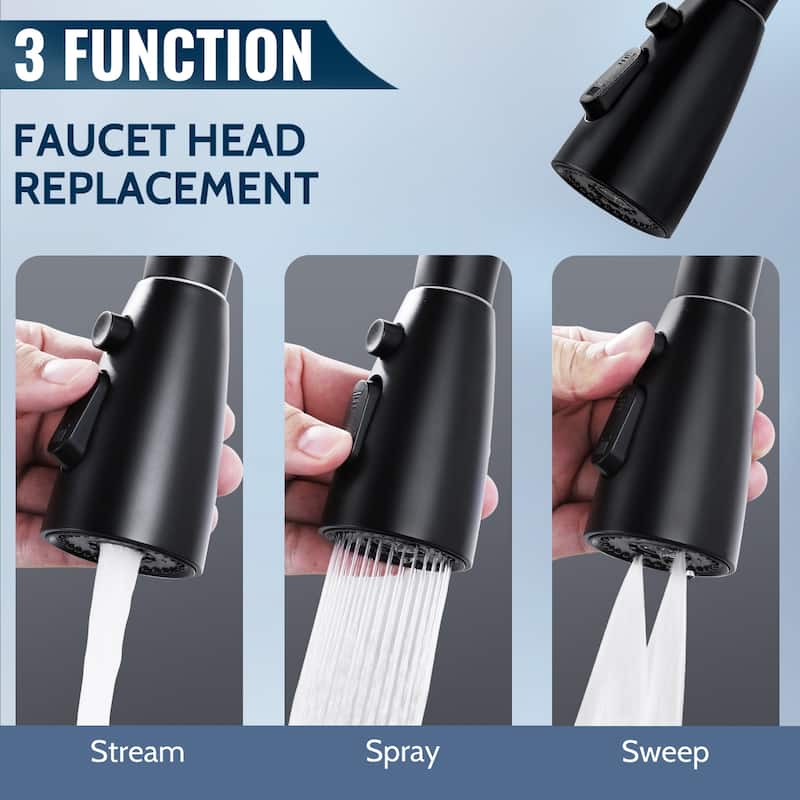 WOWOW Modern Kitchen Faucets Head with 3-Spray Modes and 9 Adapters