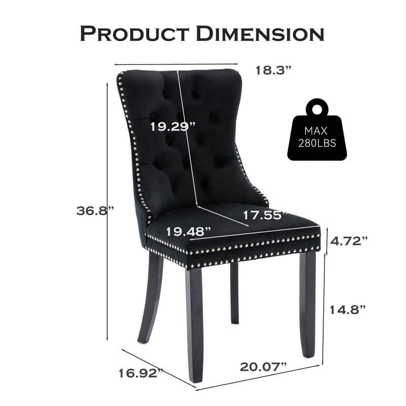 Tufted Naliheads Solid Wood Upholstered Dining Chairs Set of 8