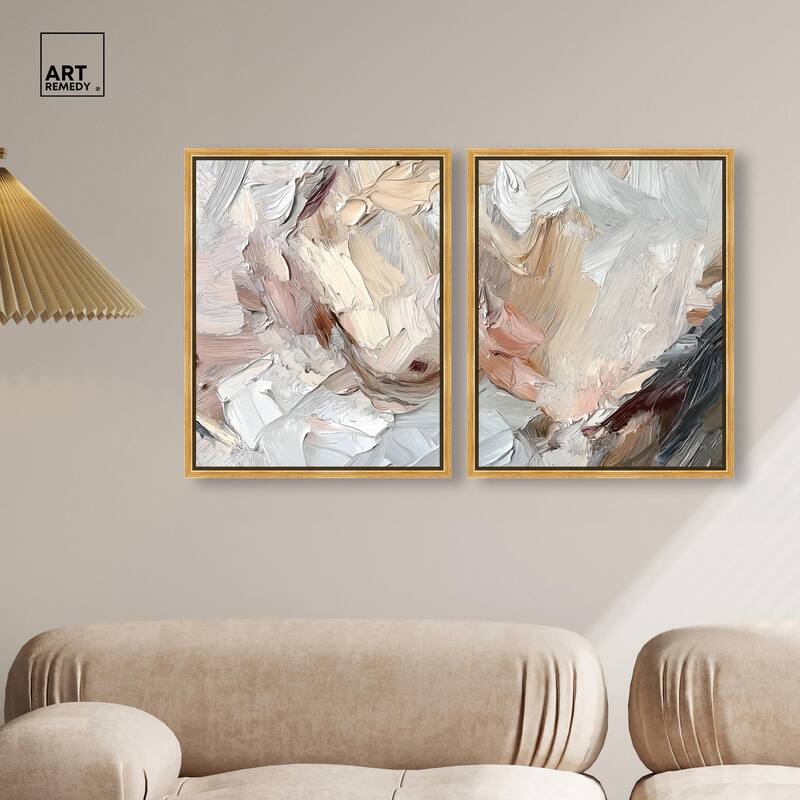 Running Horse Neutral I Canvas Set of 2 by Art Remedy