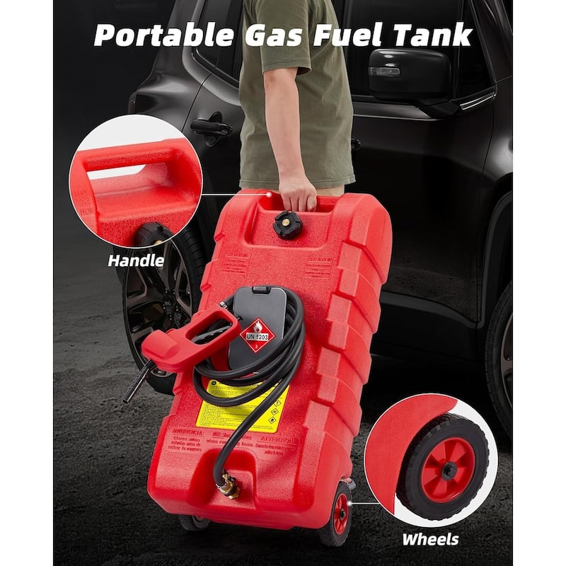 15 Gallon Wheeled Fuel Caddy Container with Manual Pump - 15 Gallons