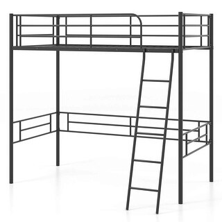 Costway Twin Metal Loft Bed Frame with Ladder Loft Bed with Safety