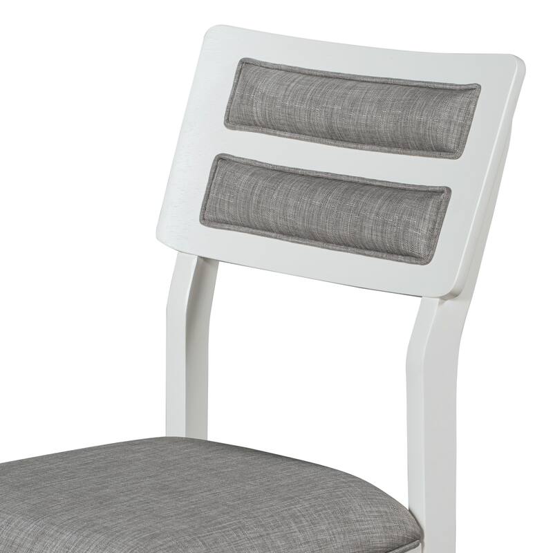 White+Gray Traditional 6-Piece Wooden Dining Table Set with 4 Chairs & Bench