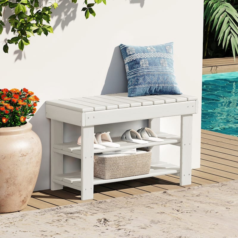 HDPE Outdoor Storage Bench Entryway Shoe Rack Patio Bench