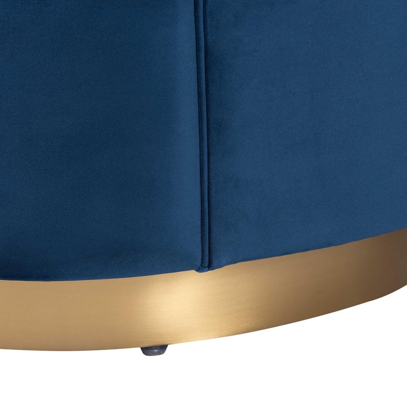 Deserae Glam and Luxe Navy Blue Velvet and Brushed Gold Metal Sofa