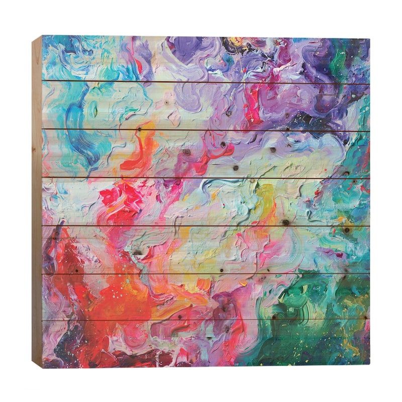 Elements Print On Wood by Tanya Shatseva - Multi-Color - 26x26x1.5
