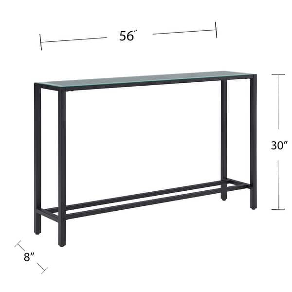 dimension image slide 2 of 4, SEI Furniture Ham Long Narrow Console Table with Mirrored Top