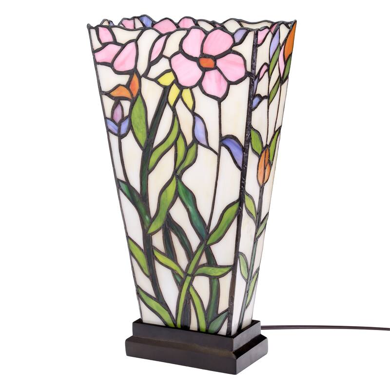 Maison River of Goods Bronze Polyresin and Stained Glass 15.5-Inch Table Lamp - 8.25" x 4.25" x 15.5"