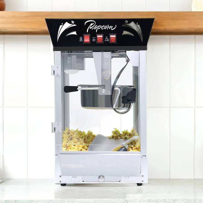 12oz Commercial Popcorn Maker w/Stainless Kettle, Glass & Warming Deck
