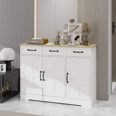 Buffet Cabinet Storage Sideboard with 3 Drawers and 3 Doors for Dining Room Kitchen