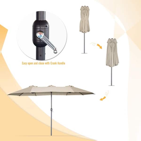 Copertura Per Ombrellone Da Esterno Con Asta, Impermeabile, Con Cerniera, Grigio, Per Ombrelli 7-11 Ft E 15 Ft