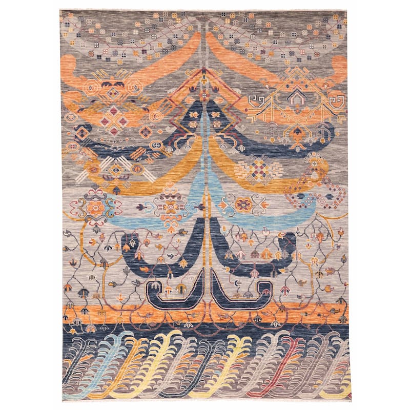 ECARPETGALLERY Hand-knotted Shalimar Grey Wool Rug - 9'1 x 12'1