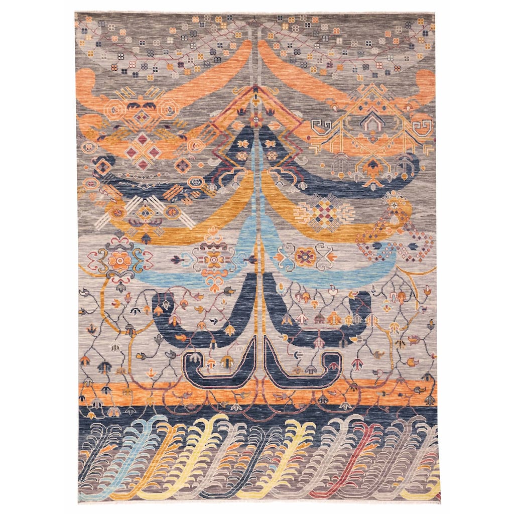 ECARPETGALLERY Hand-knotted Shalimar Grey Wool Rug - 9'1 x 12'1