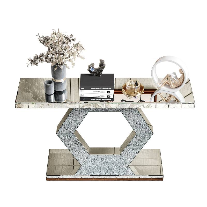 GDF Studio - Marcellis Art Deco Mirrored Crystal Console Table