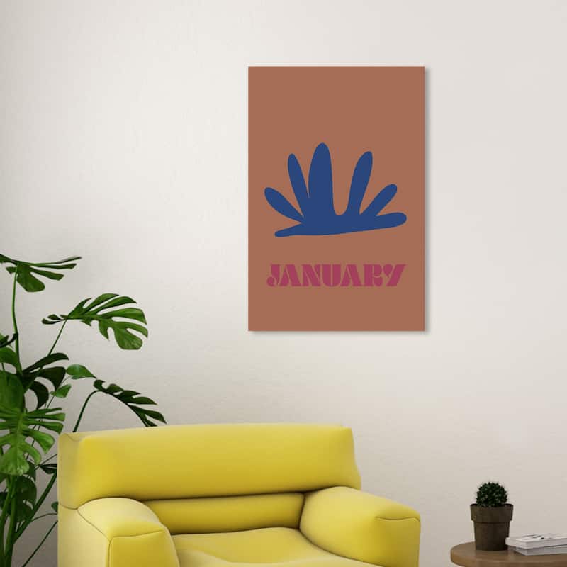 Wynwood Studio Canvas Typography and Quotes January Simple Nature Brown and Blue Modern & Contemporary Wall Art Canvas Print