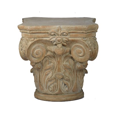A&B Home Beige Ceramic Roman Column Decorative Pedestal