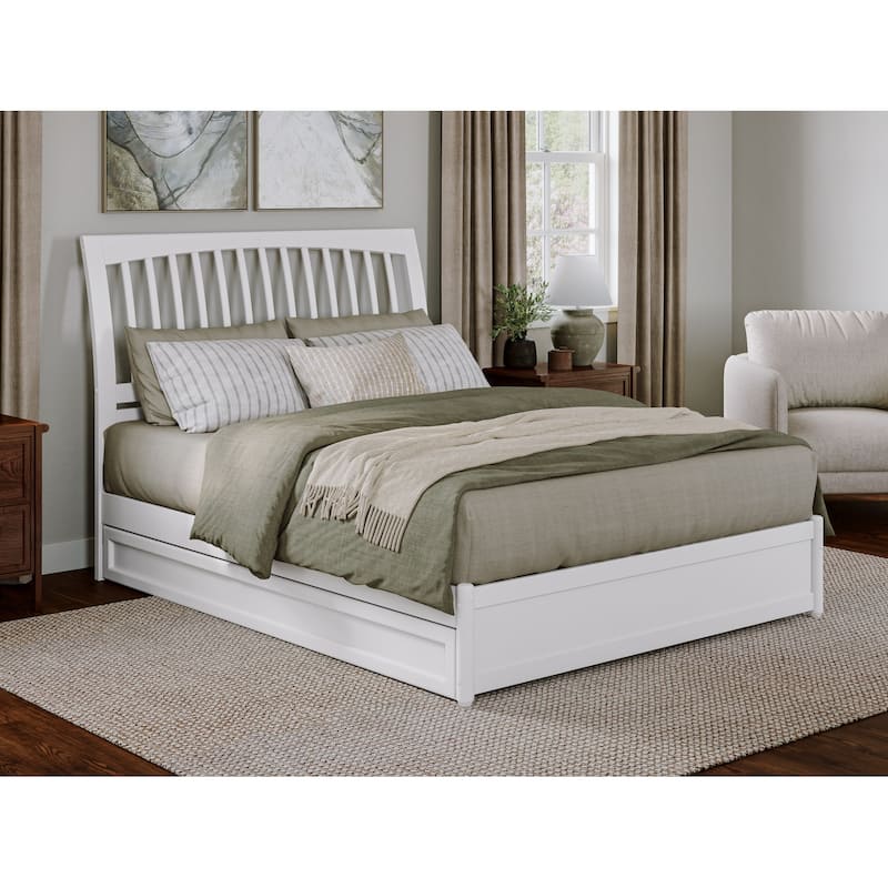 Roslyn Platform Bed with Modern Panel Footboard and Twin XL Trundle