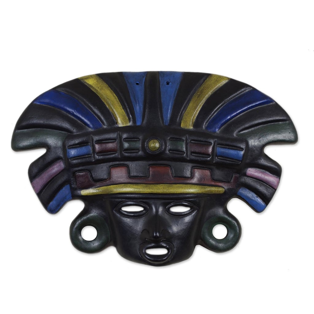 Novica Aztec Warrior Ceramic mask