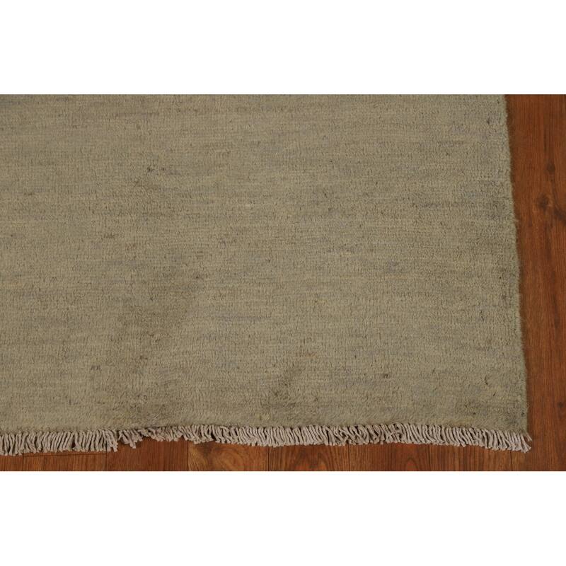 Hand Knotted Oriental 100% Wool Carpet Modern Modern Beige & Ivories Gabbeh Runner Rug - 11' 0'' X 2' 7''