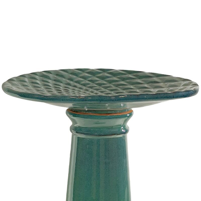 Rennes Turquoise Outdoor Ceramic Bird Bath - 22.5" H