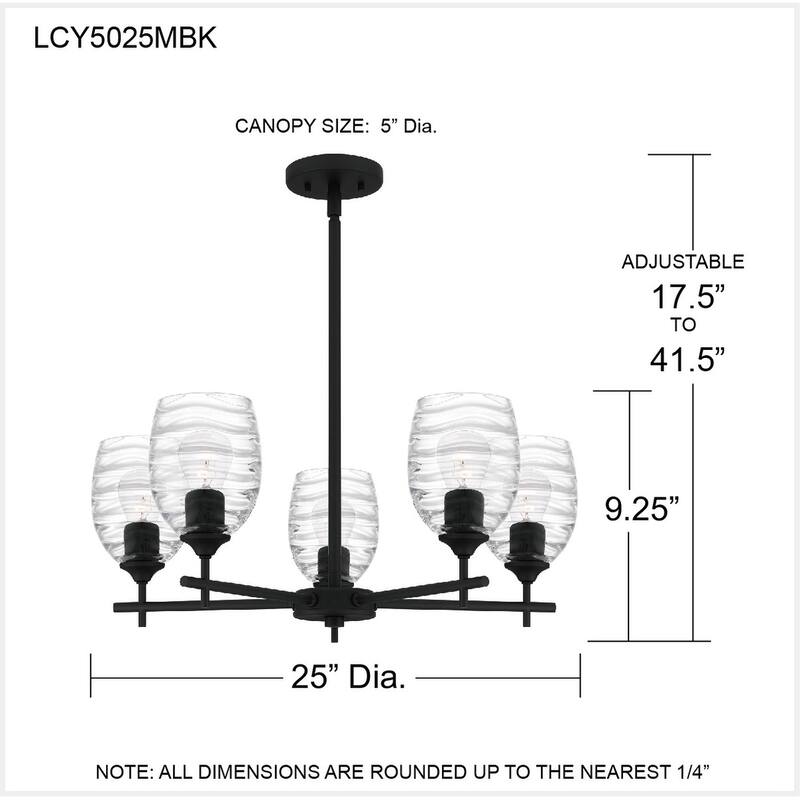 Lucy 5-Light Matte Black Chandelier