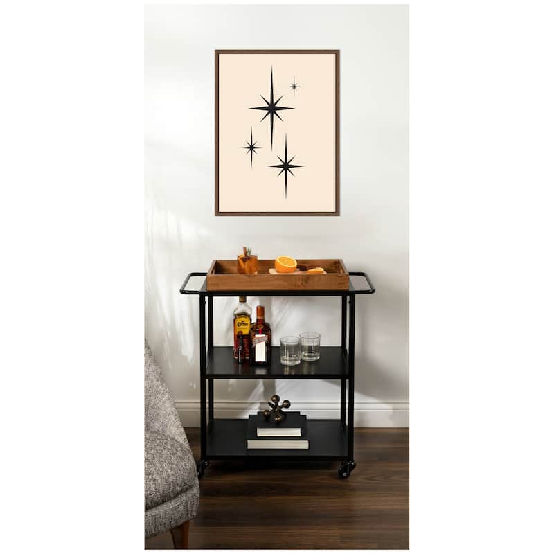 Kate and Laurel Starburst Retro Set Print 1 of 2 Atomic 70s Style MCM Minimalist by Lucky Guava Framed Canvas Wall Art Print