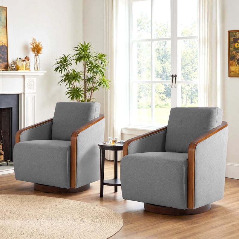 Modern Upholstered Swivel Accent Chair Set of 2