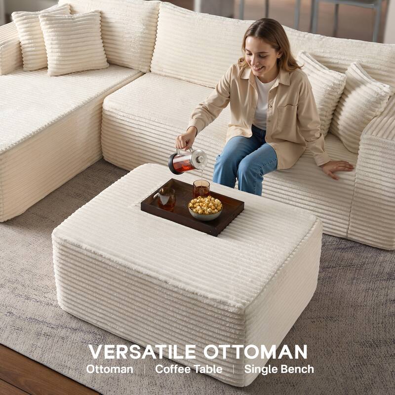 OVIOS All-Foam Cloud L-Shaped Lounger Sofa​ ​​With Ottoman​