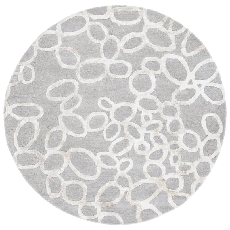 SAFAVIEH Handmade Soho Ottje Loops N.Z. Wool Rug - 6' Round - Grey