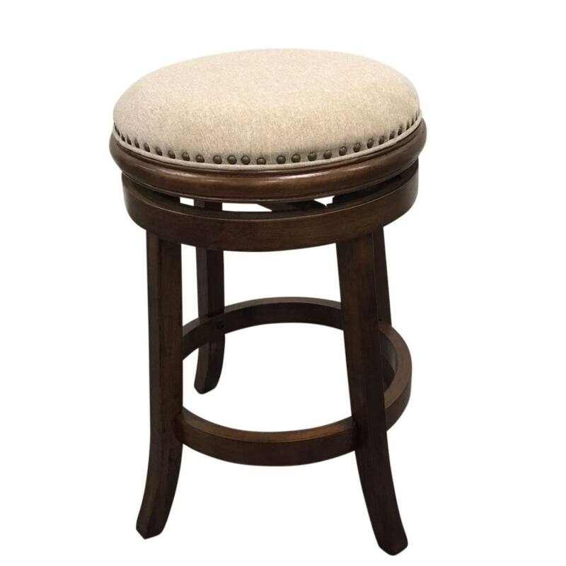 Swivel Upholstered Seat Barstools - 25" - Set of 2 - Beige and Brown