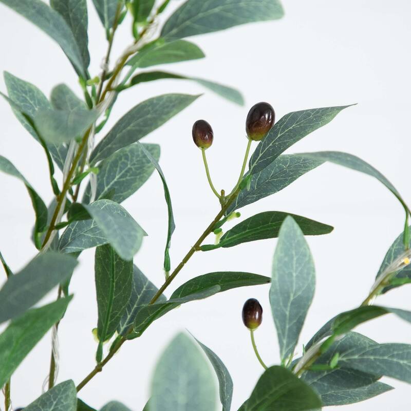 Pre-Lit Artificial Fruiting Olive Tree - 6' - Warm White LED Lights