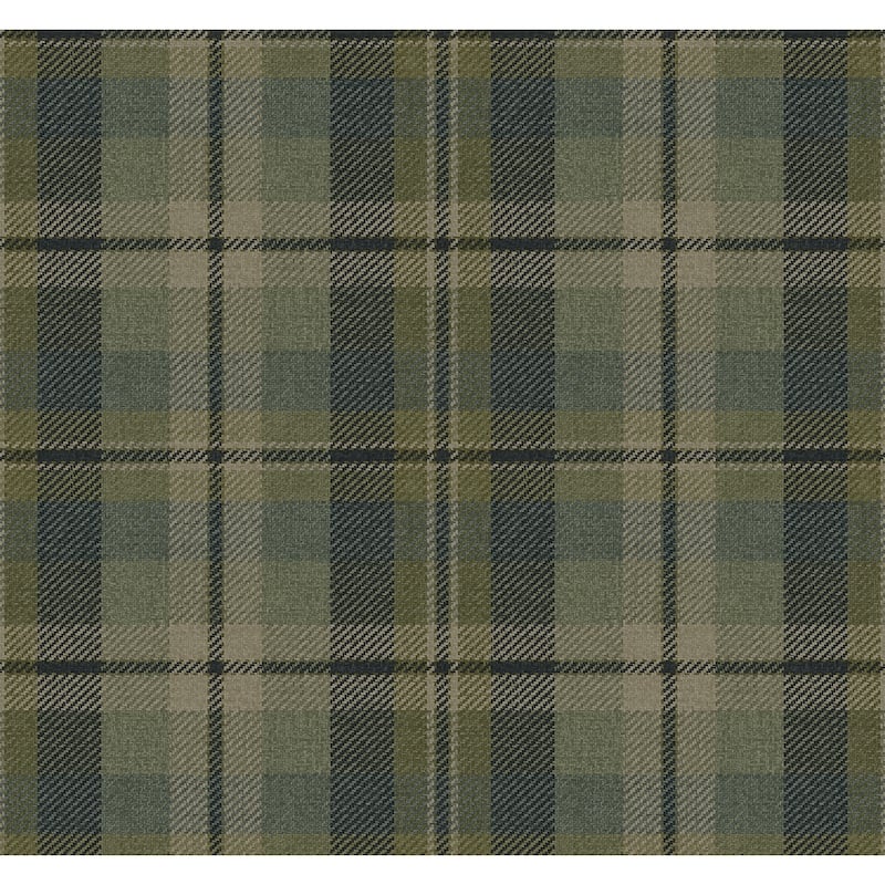 Harry & Grace Thornbury Tailored Plaid Peel and Stick Wallpaper - 20.5 in. W x 18 ft. L - Greenery