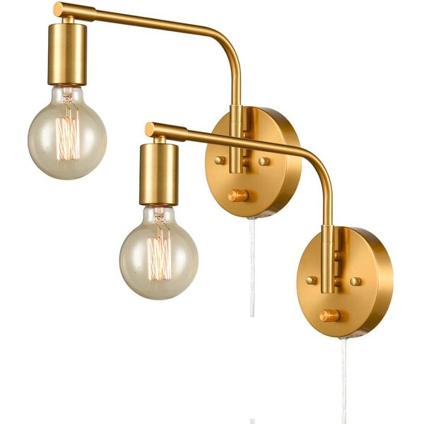 Taormina Brass Wall Sconces Set of Two Sconce Plug in with Switch Swing Arm Bed Bath Beyond 32043707