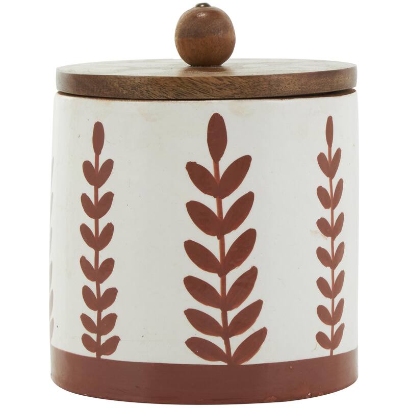 Ceramic Floral Canisters with Wood Lids - Set of 3 Red - Roche River Decor