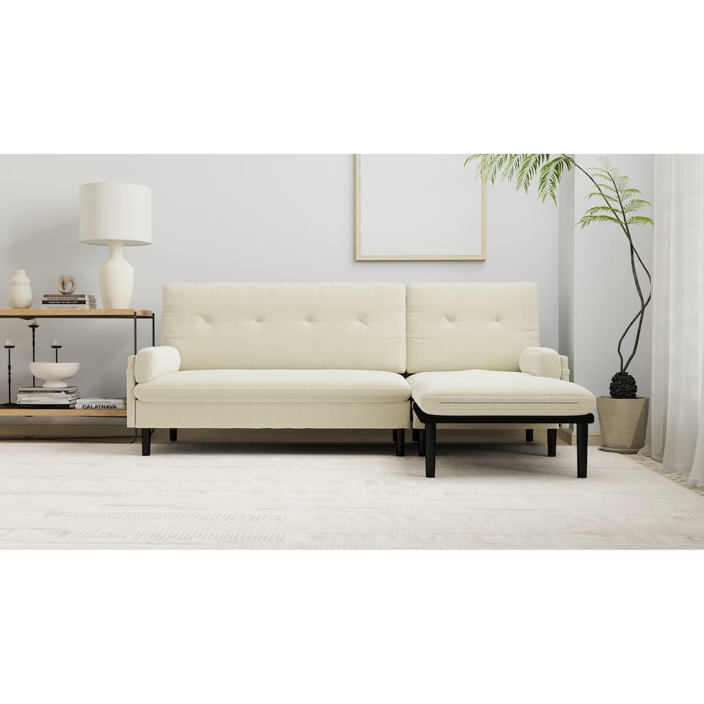 Modern Convertible Sofa Bed with Adjustable Backrest and Velvet Upholstery for Living Room and Guest Room