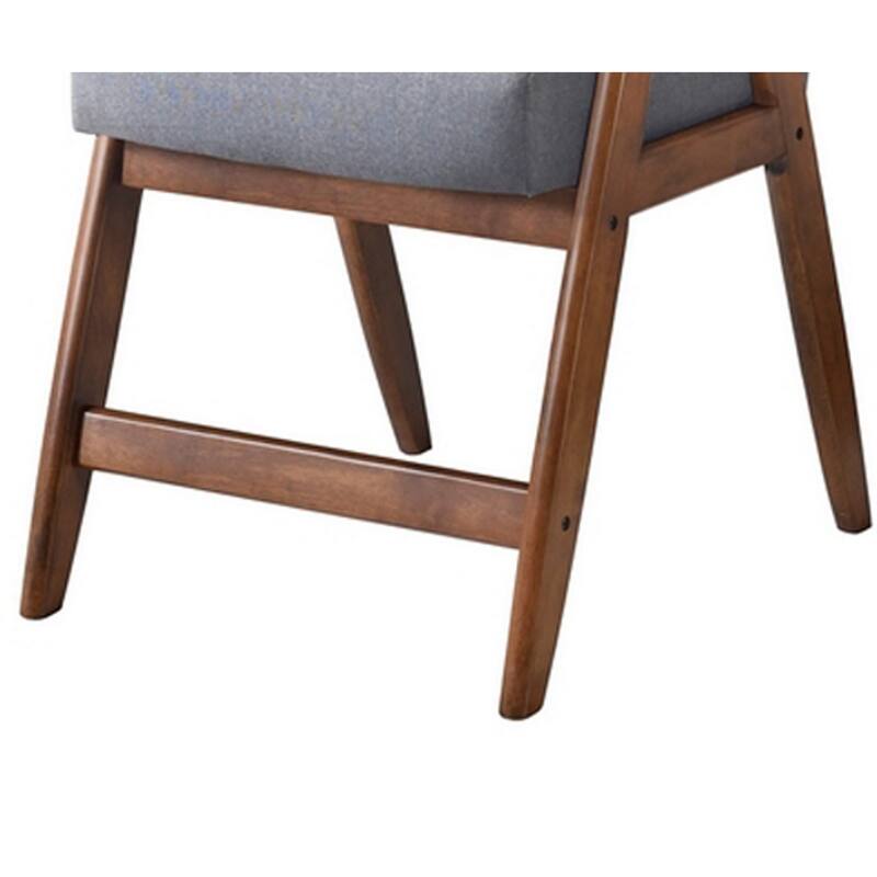 Stella 26 Inch Counter Height Chair, Light Gray Fabric, Cushions, Brown