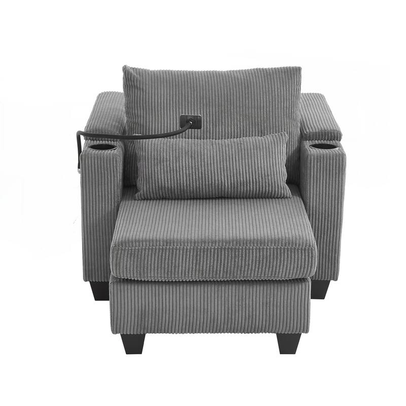 Sofa Chair Sofa Bed Corduroy Sleeper Sofa with USB Ports