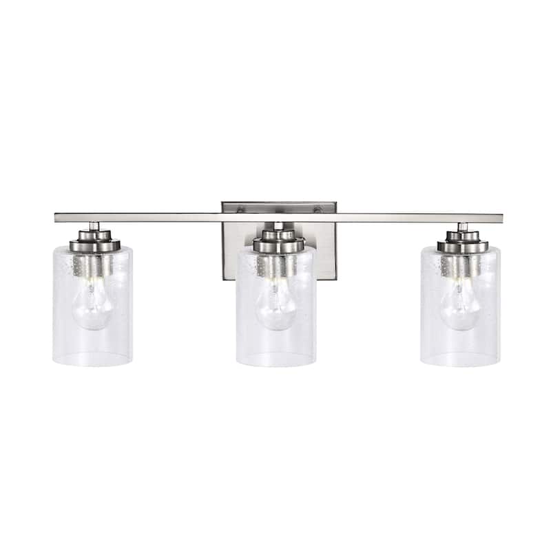 Brushed Nickel 3-Light Vanity Lights with Seedy Glass Shades