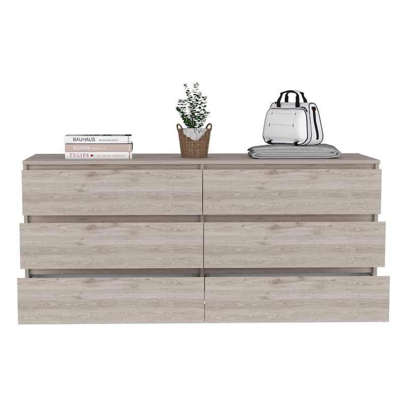 Wooden 6-Drawer Double Dresser