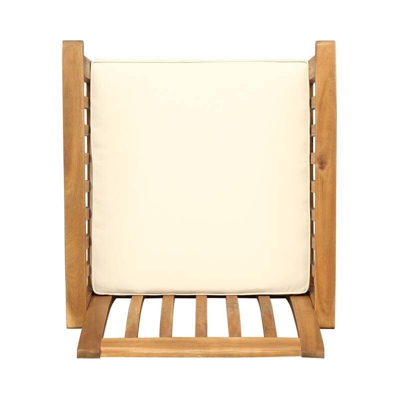 Roomfitters 2-Piece Acacia Wood Dining Chairs with Water-Resistant Cushions, Rustic Modern Outdoor Seating