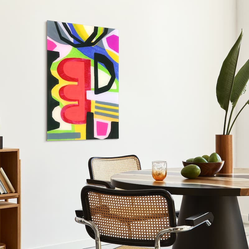 "Bold Shape Shift I" Frameless Free-Floating Reverse Printed Tempered Art Glass